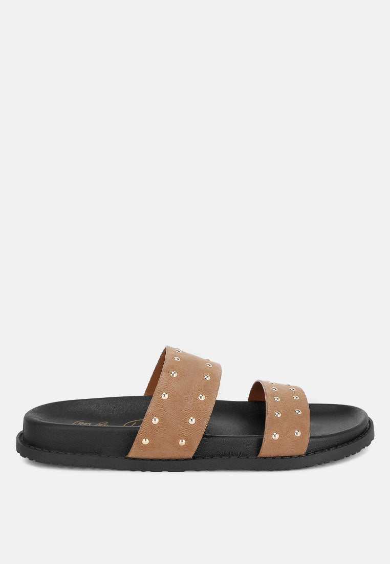 Kanini Stud Embellished Slip On Flats-0