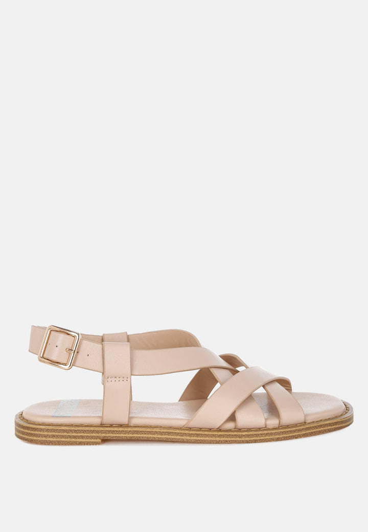 Kapaka Real Leather Flat Gladiator Sandals-5
