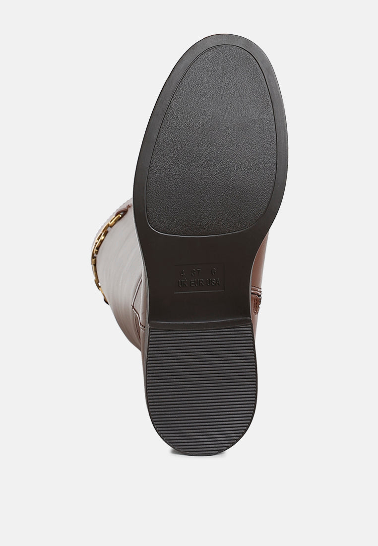 Kiang Metal Chain Link Detail Calf Boots-4