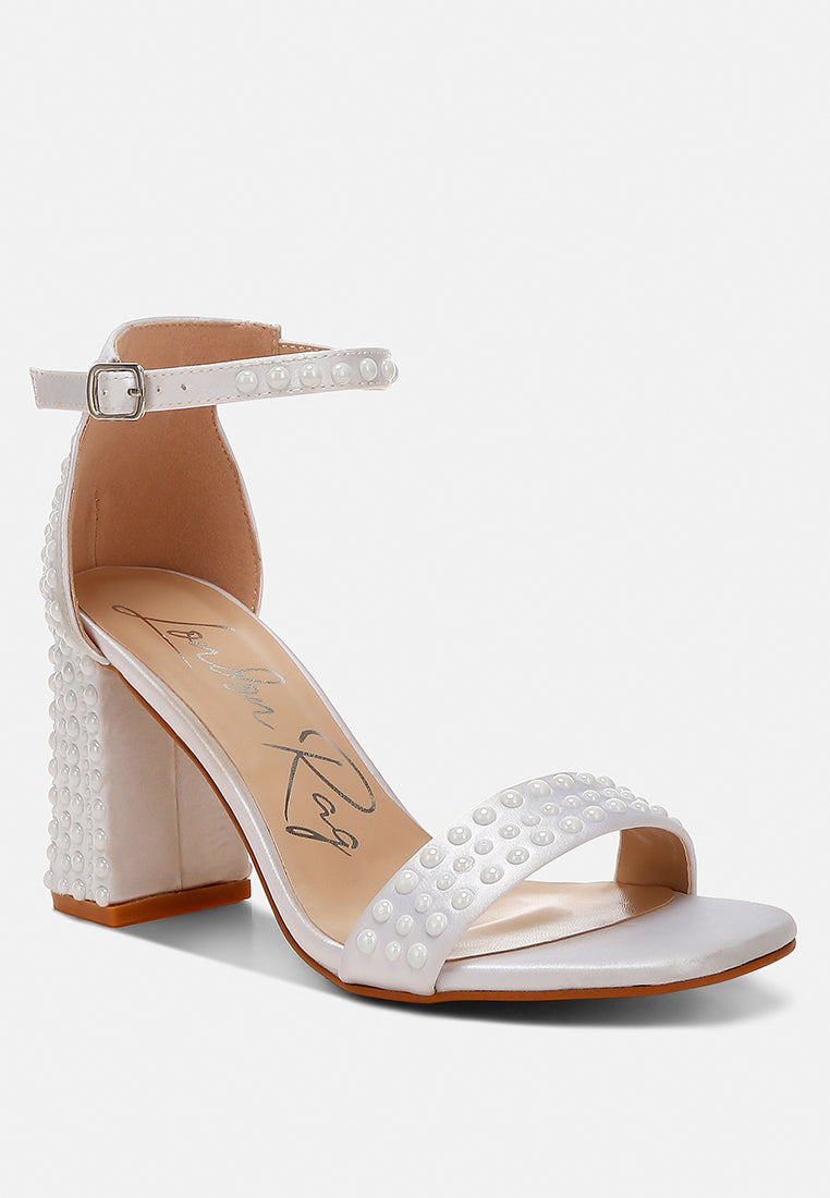 Klebba Pearls Embellished Satin Sandals-1