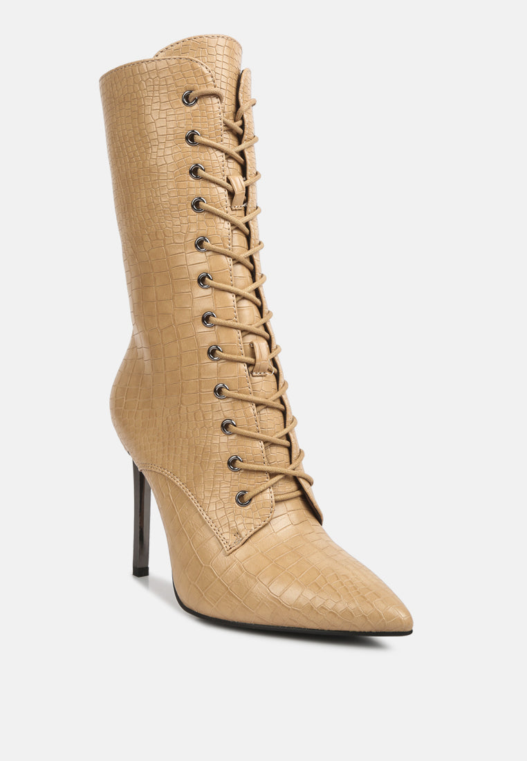 Knocturn Croc Textured Over The Ankle Boots-2