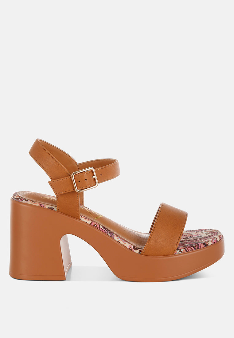 Kolata Faux Leather Pin Buckle Platform Heels-0