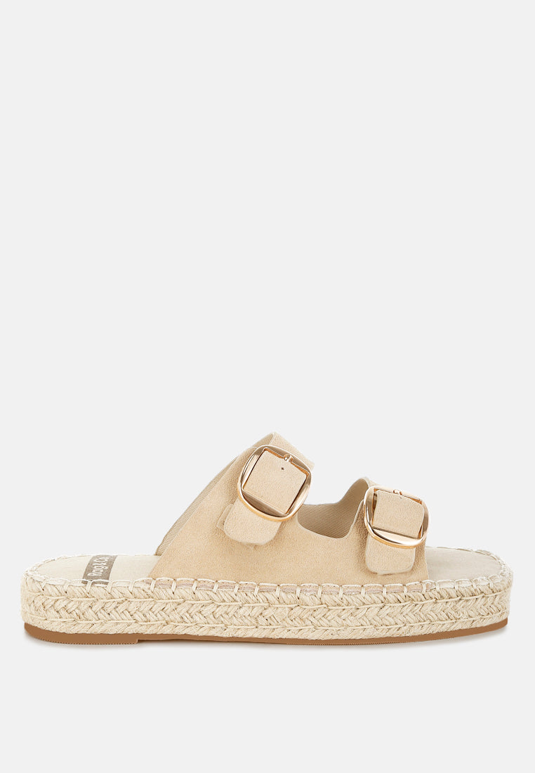 Kuopa Genuine Soft Leather Espadrille Flatform Sandals-0