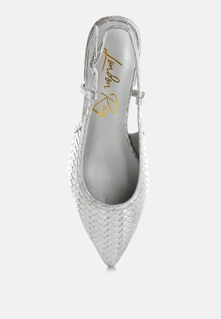 Kurina Metallic Woven Slingback Sandals-3