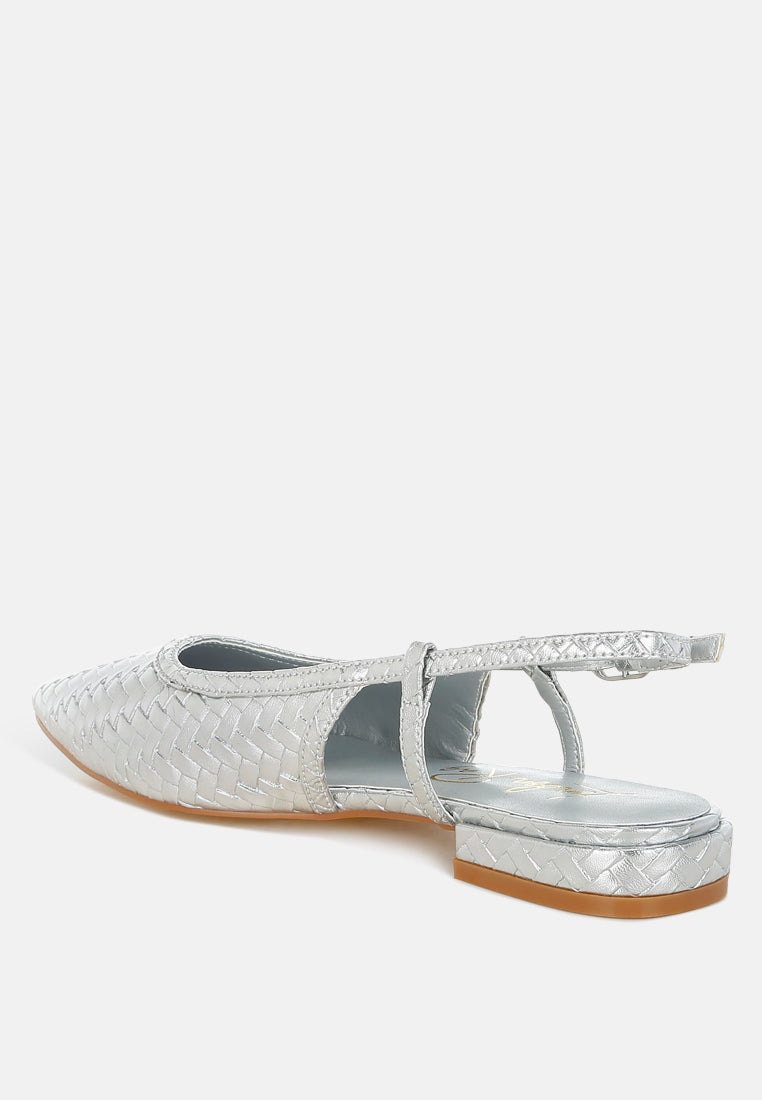 Kurina Metallic Woven Slingback Sandals-2