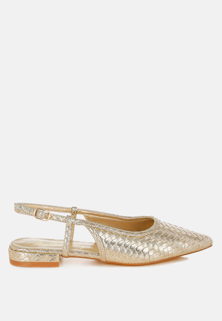 Kurina Metallic Woven Slingback Sandals-5