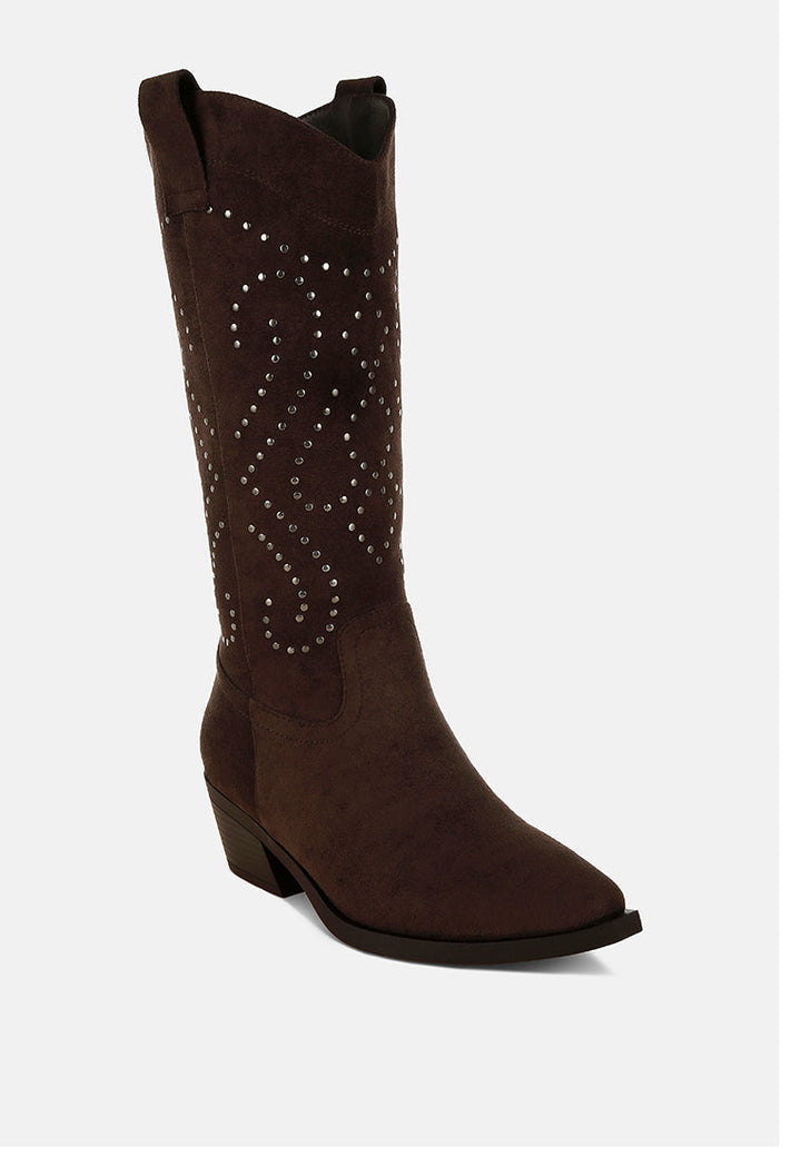 Lariat Studs Embellished Cowboy Boots-2