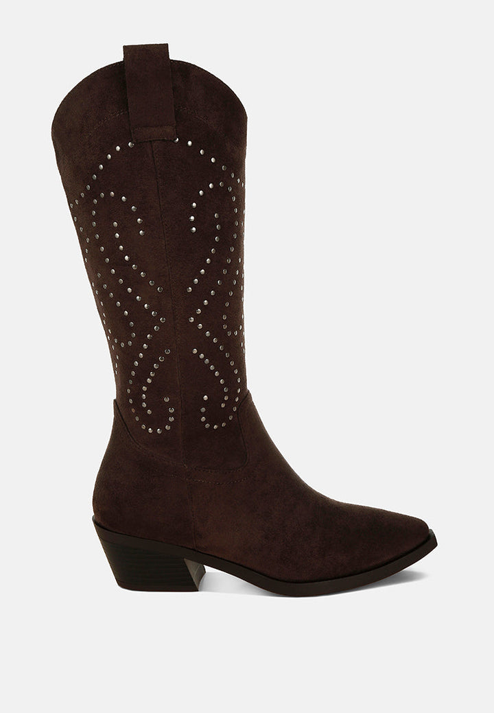 Lariat Studs Embellished Cowboy Boots-0