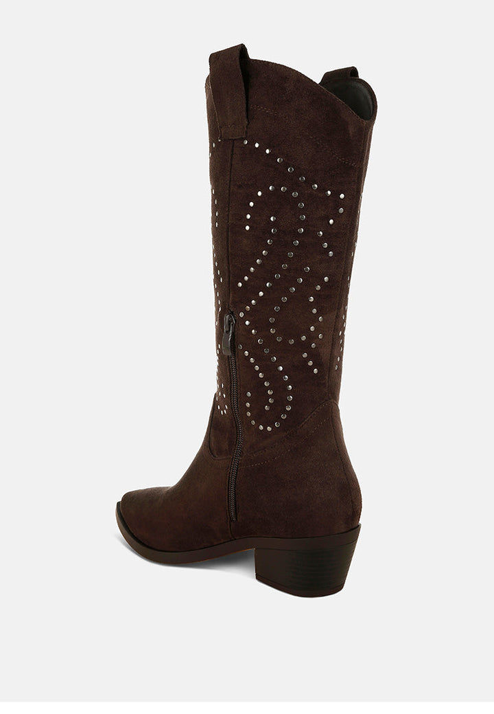 Lariat Studs Embellished Cowboy Boots-3