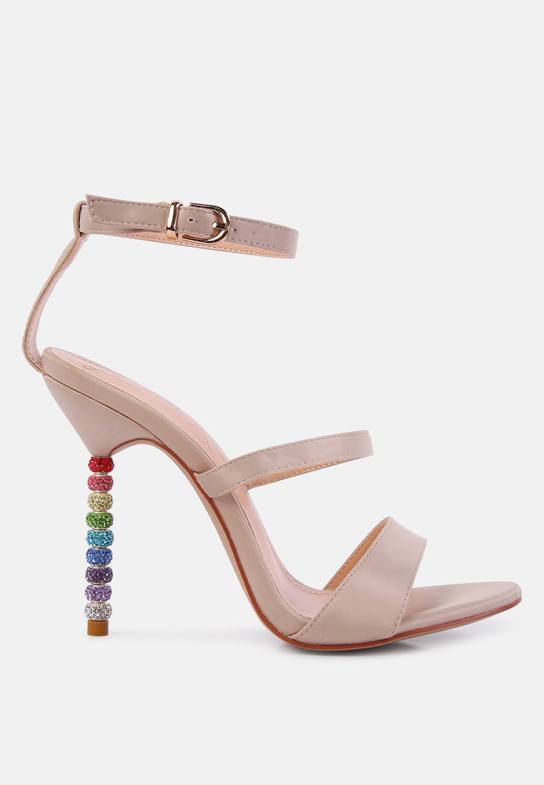 Lawsuit Rhinestone Ball Heel Satin Sandals-5