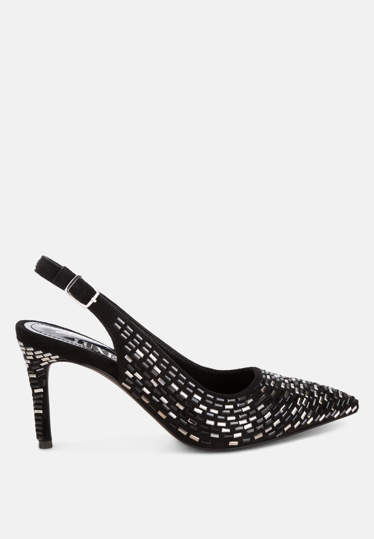 Lutina Rhinestones Embellished Slingback Sandals-5