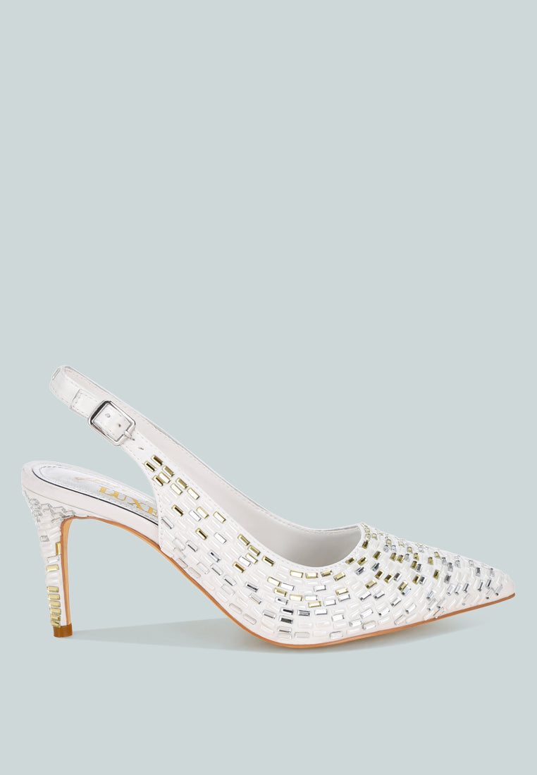 Lutina Rhinestones Embellished Slingback Sandals-7