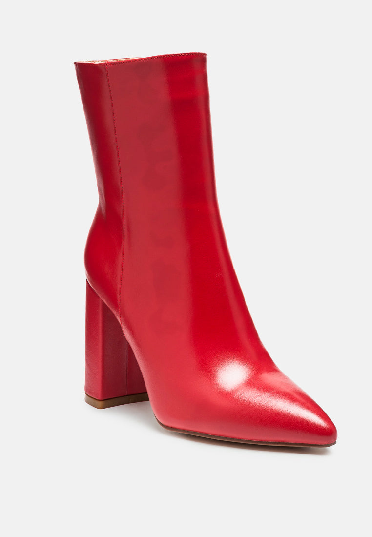 Block Heeled Leather Ankle Boot-1
