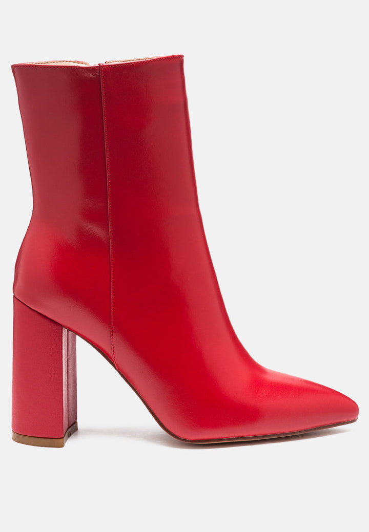 Block Heeled Leather Ankle Boot-0