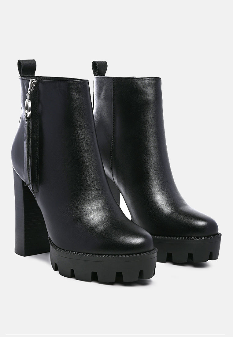 High Heeled Leather Ankle Boot-1