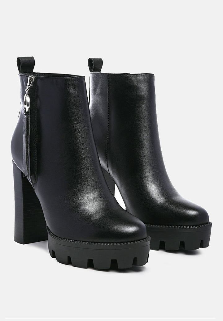 High Heeled Leather Ankle Boot-1