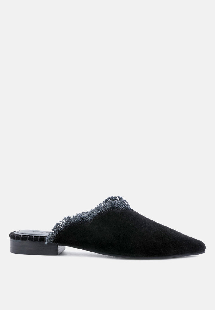 Molly Frayed Leather Mules-0