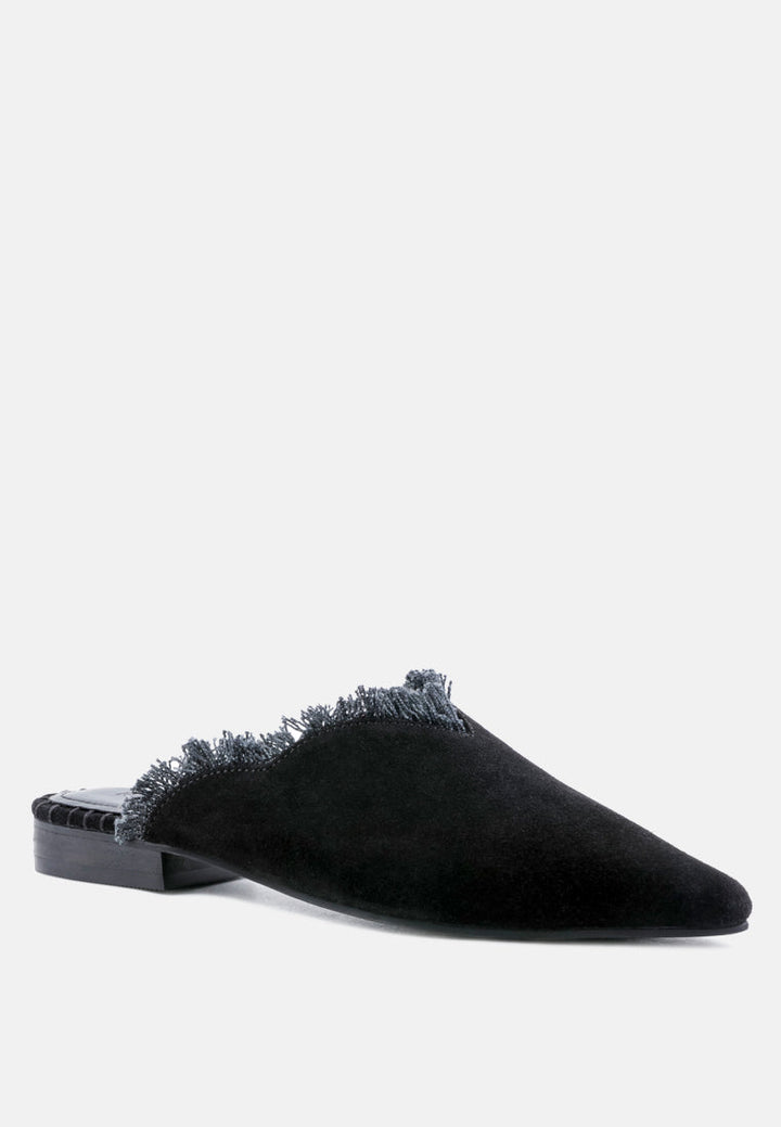 Molly Frayed Leather Mules-2