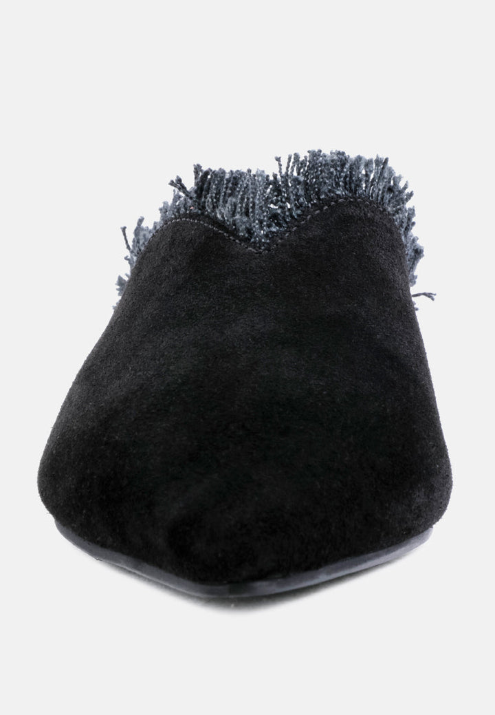 Molly Frayed Leather Mules-4