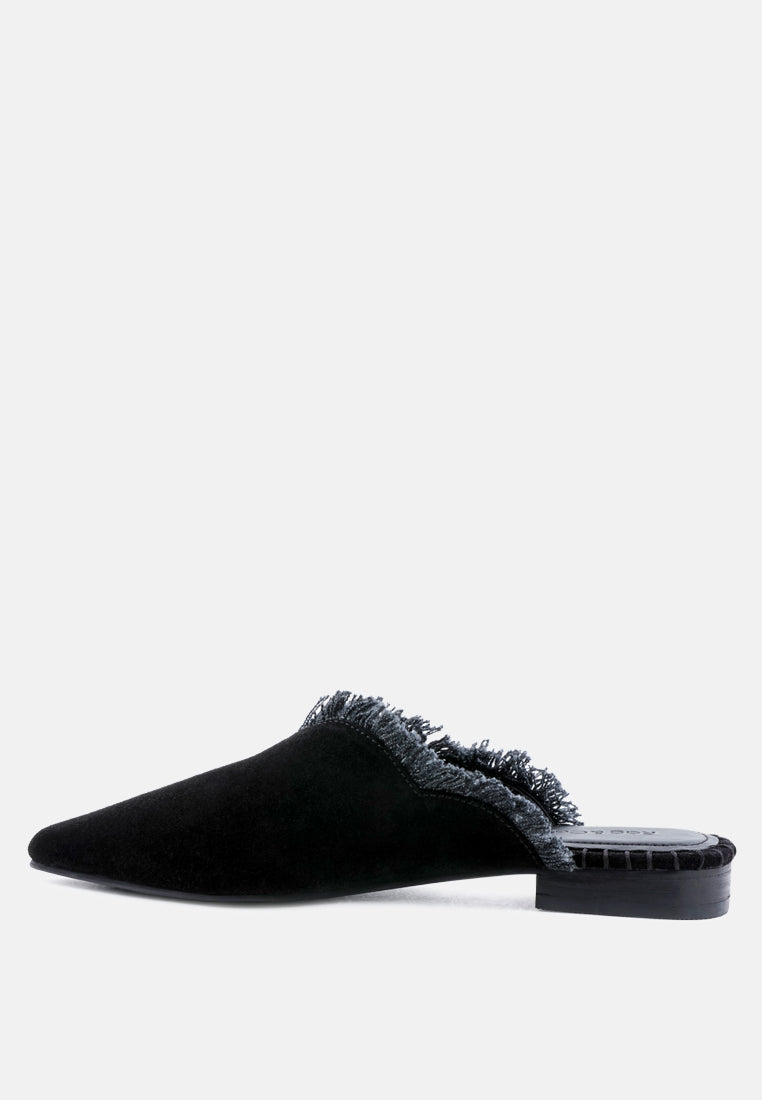 Molly Frayed Leather Mules-3