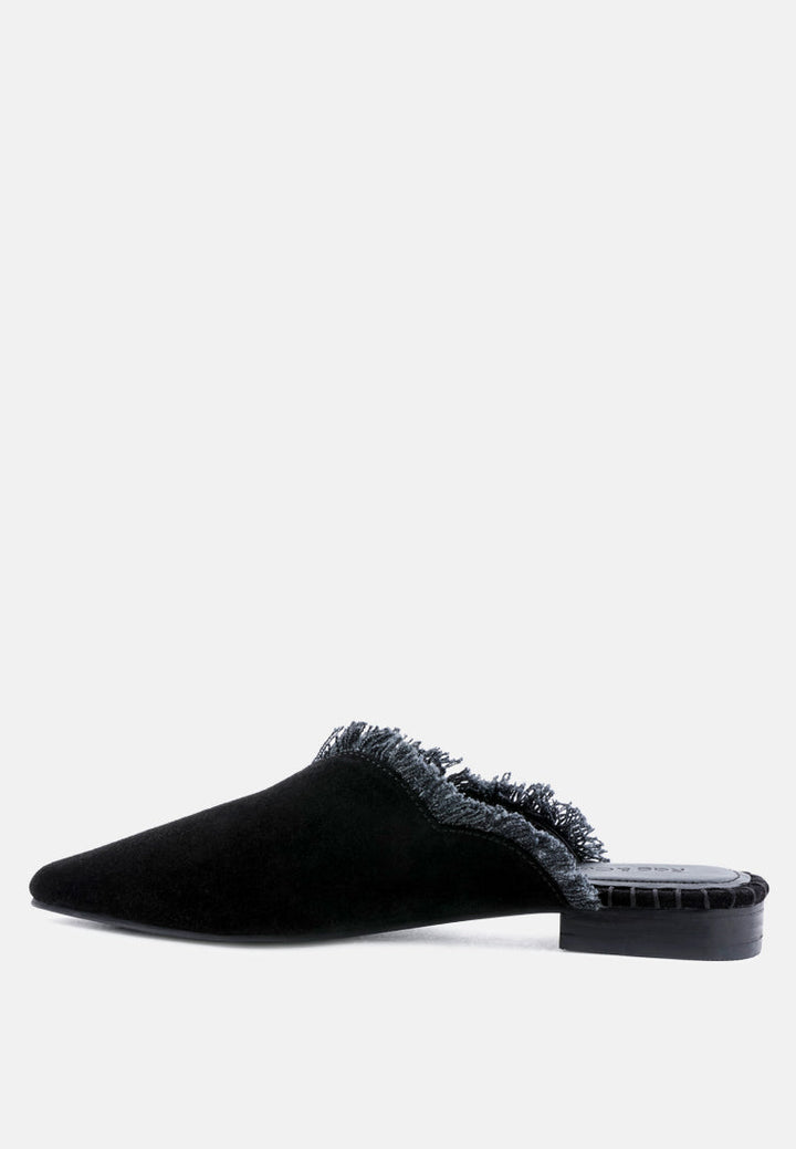 Molly Frayed Leather Mules-3