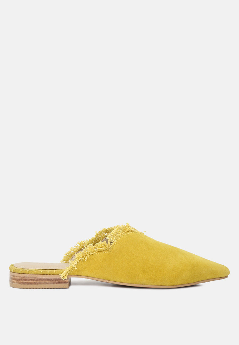 Molly Frayed Leather Mules-5