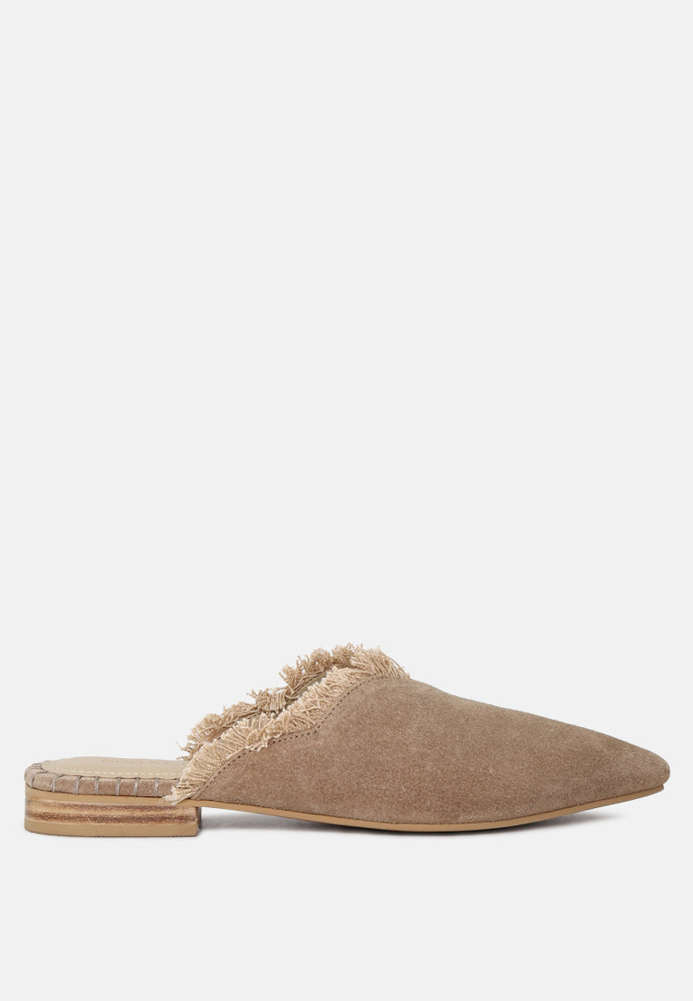 Molly Frayed Leather Mules-6