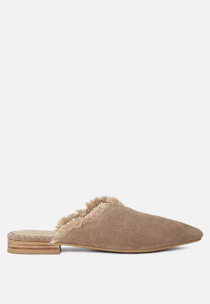 Molly Frayed Leather Mules-6