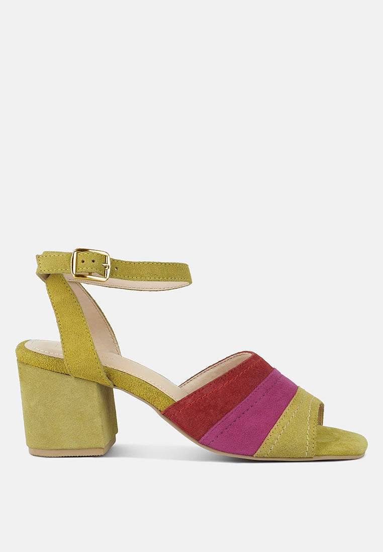 Mon-Beau Fine Suede Block Heeled Sandal-5