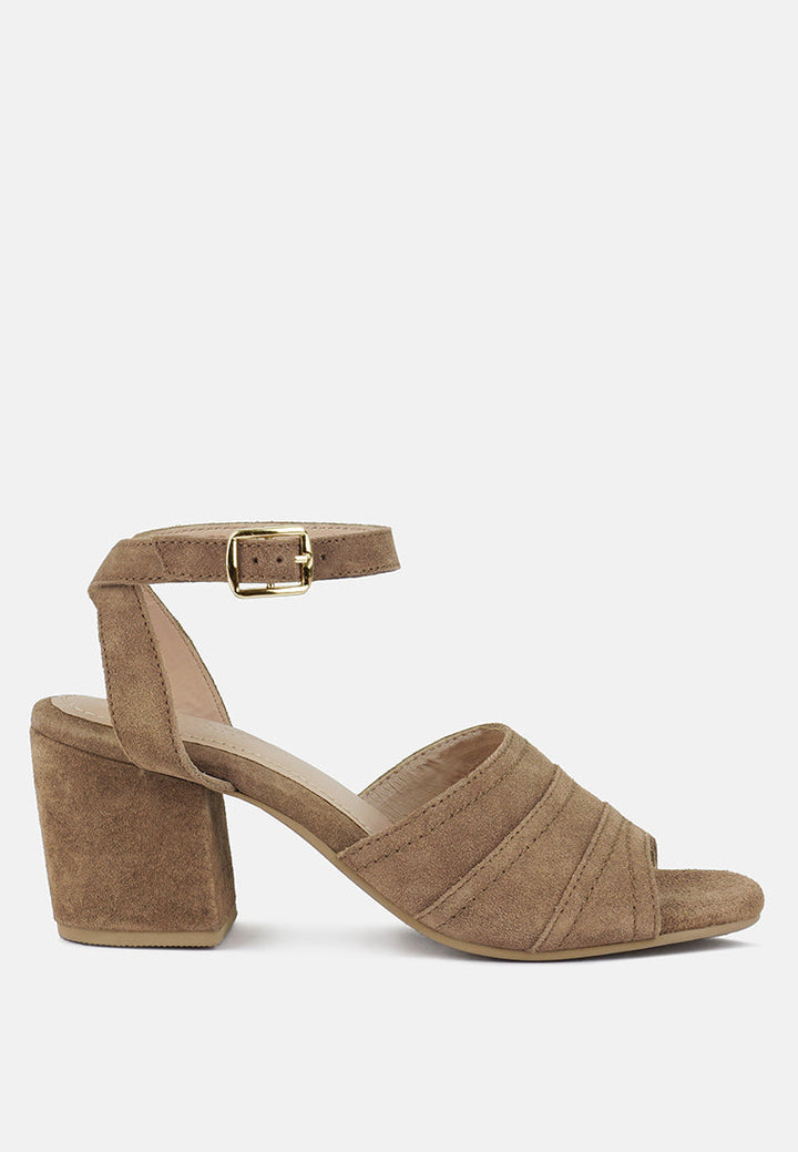 Mon-Beau Fine Suede Block Heeled Sandal-0