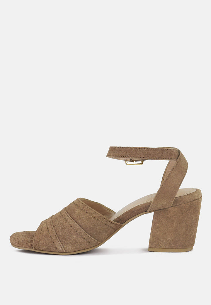 Mon-Beau Fine Suede Block Heeled Sandal-2