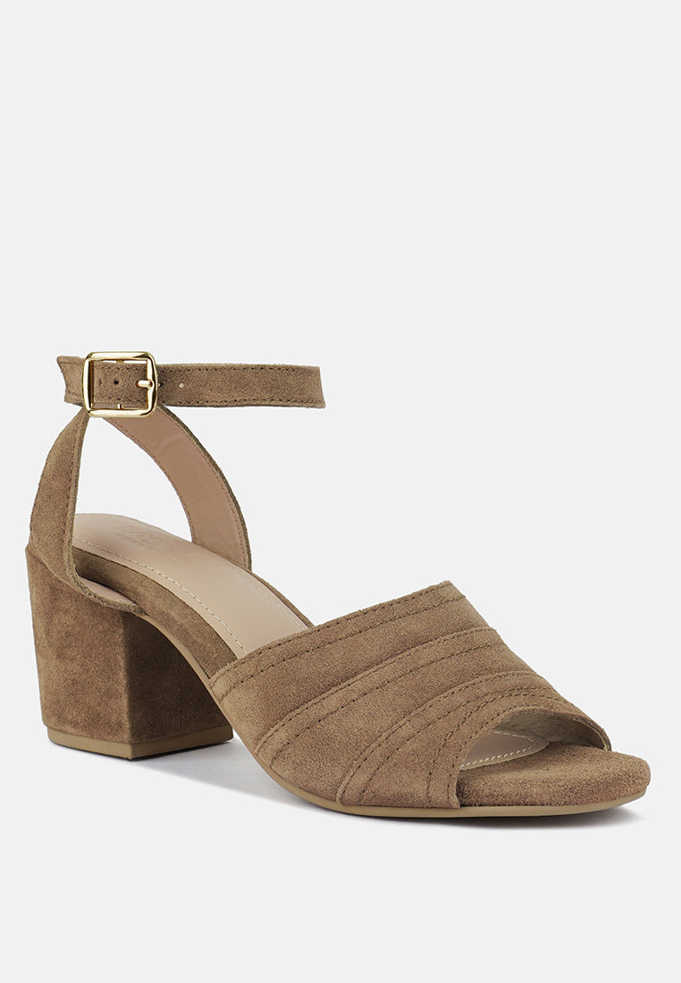 Mon-Beau Fine Suede Block Heeled Sandal-1