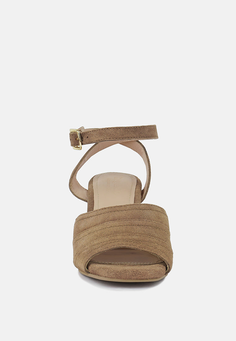 Mon-Beau Fine Suede Block Heeled Sandal-3