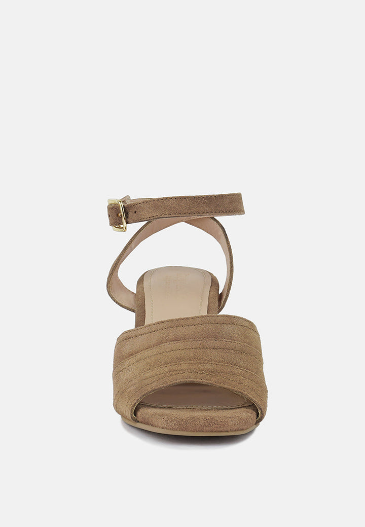 Mon-Beau Fine Suede Block Heeled Sandal-3