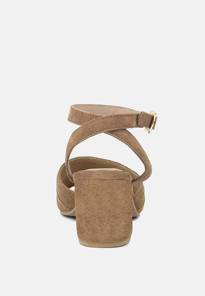 Mon-Beau Fine Suede Block Heeled Sandal-4