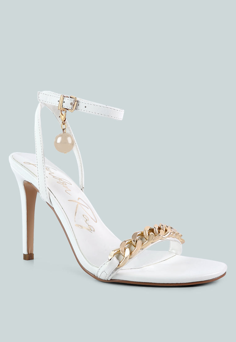Mooning Metal Chain Strap Stiletto Sandals-1