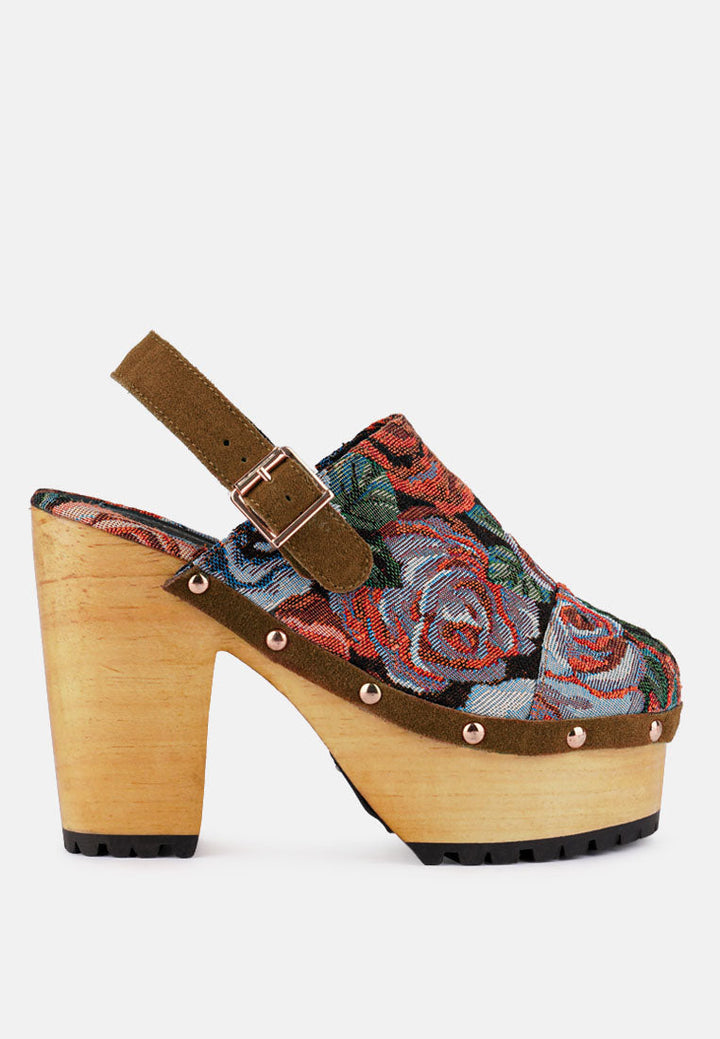 Mural Tapestry Handcrafted Clogs-0