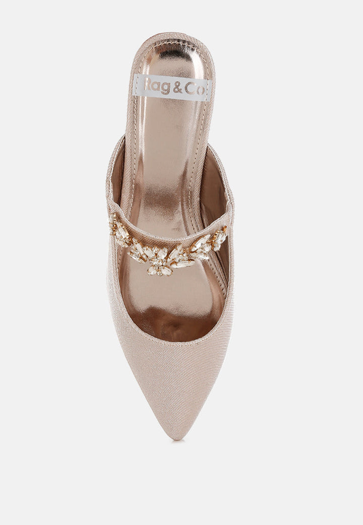 Magnum Diamante Strap Glitter Mules-4