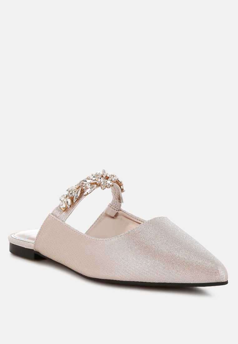 Magnum Diamante Strap Glitter Mules-1