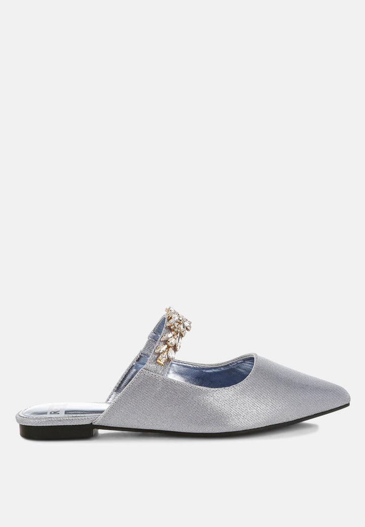 Magnum Diamante Strap Glitter Mules-5
