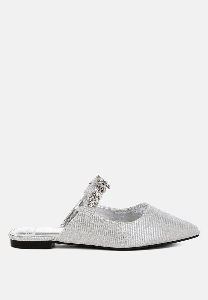 Magnum Diamante Strap Glitter Mules-6