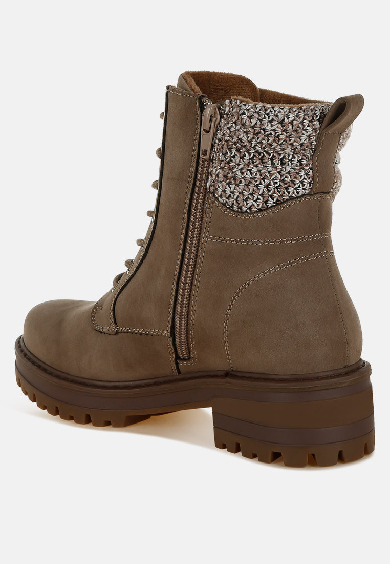 Mahisha Knitted Collar Zip-Up Hiker Boots-2