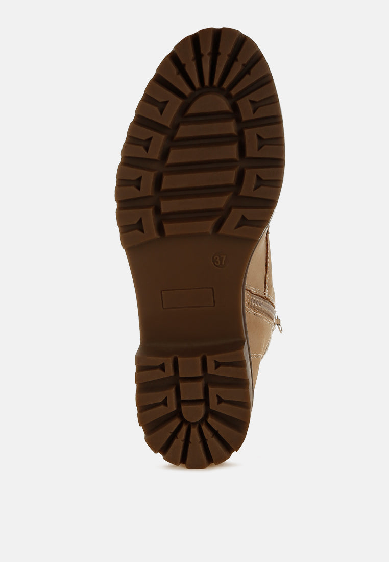 Mahisha Knitted Collar Zip-Up Hiker Boots-4