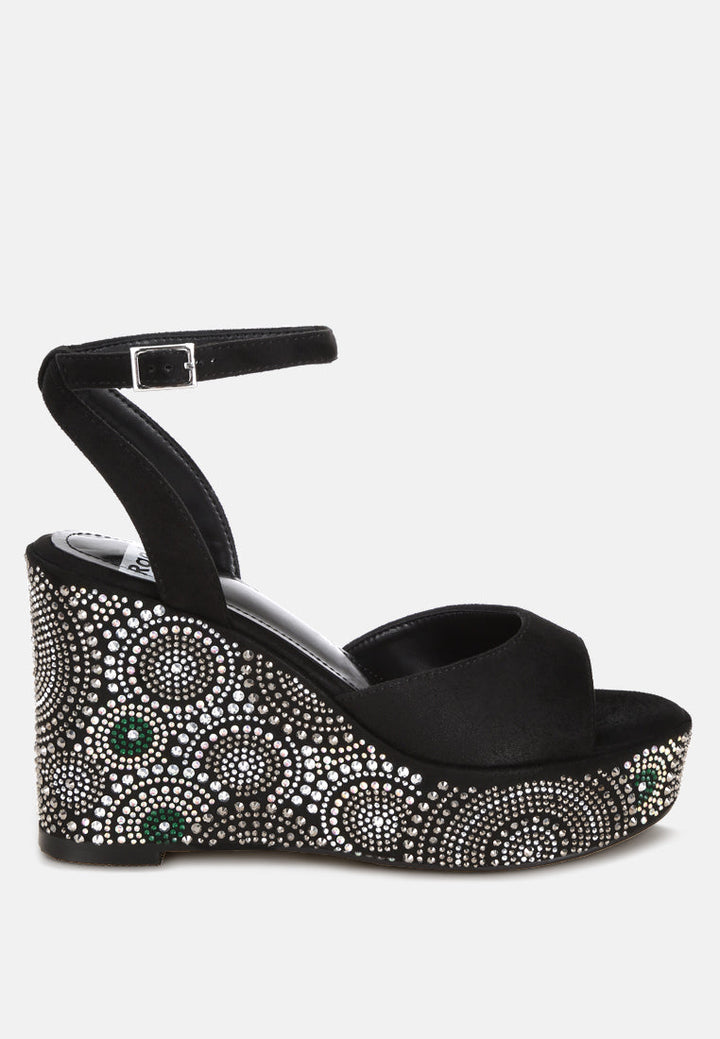 Geometric Pattern Embellised Wedge Heels-0