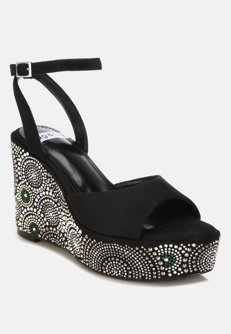 Geometric Pattern Embellised Wedge Heels-1