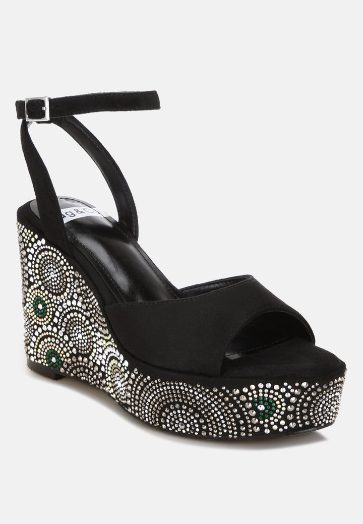 Geometric Pattern Embellised Wedge Heels-1