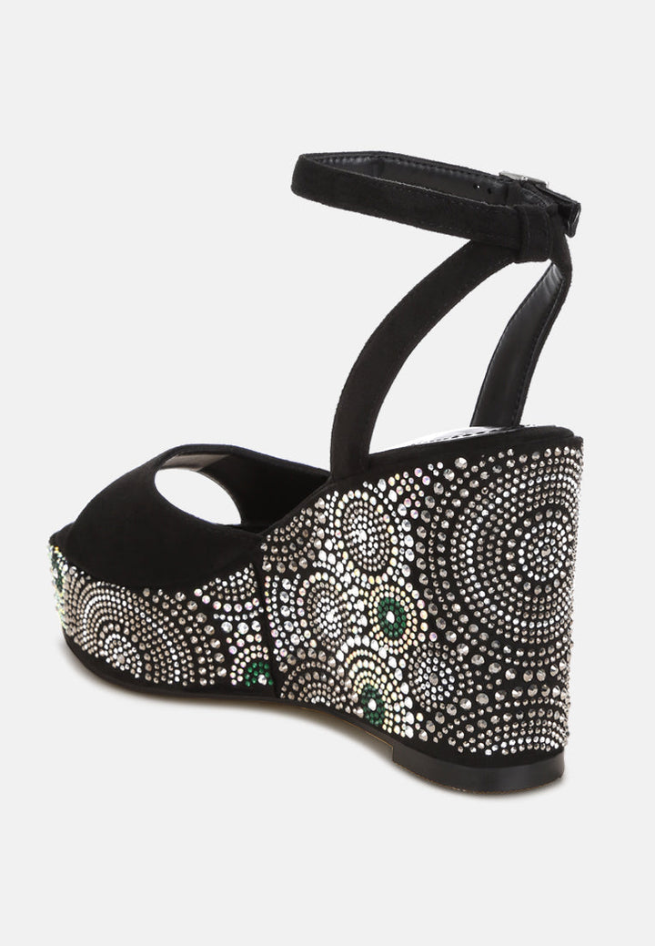 Geometric Pattern Embellised Wedge Heels-2
