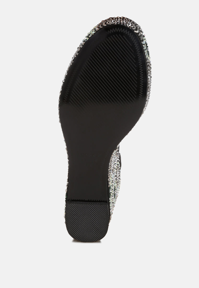 Geometric Pattern Embellised Wedge Heels-4