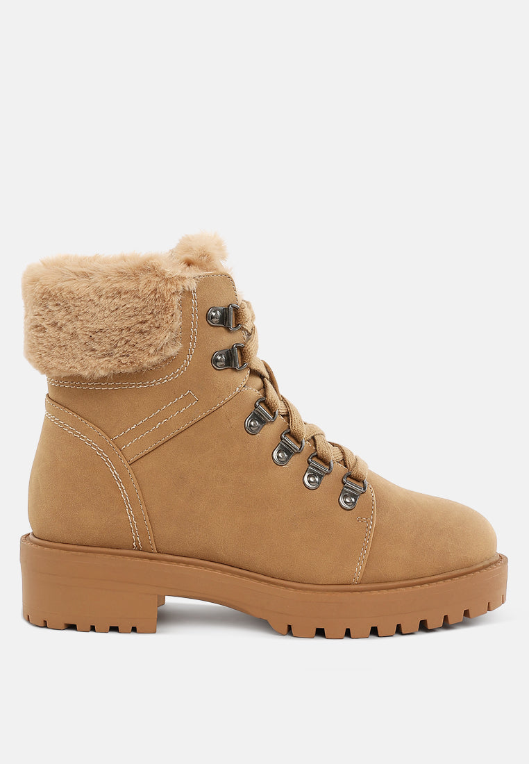 Maranta Faux Fur Collar Ankle Boots-5