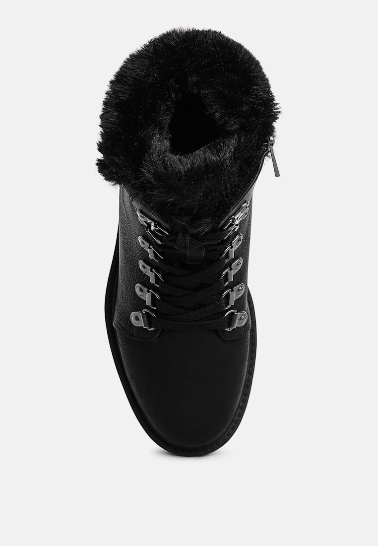 Maranta Faux Fur Collar Ankle Boots-3